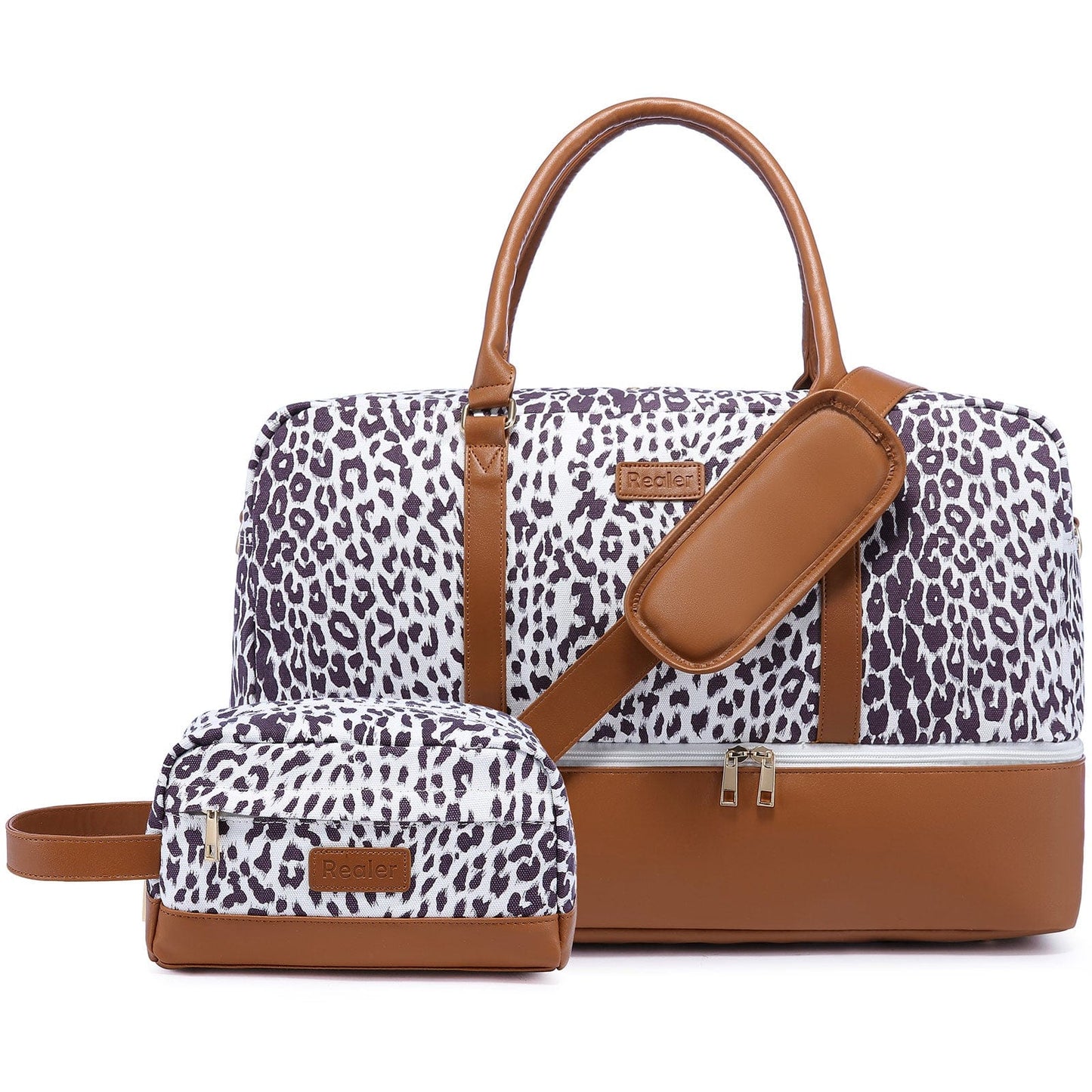 Light Leopard-VYUB1785RE50L 2022 Custom Wholesale Large Overnight Travel Duffel Bag Weekender with Shoe Compartment women Large Carry on luggage travel bags