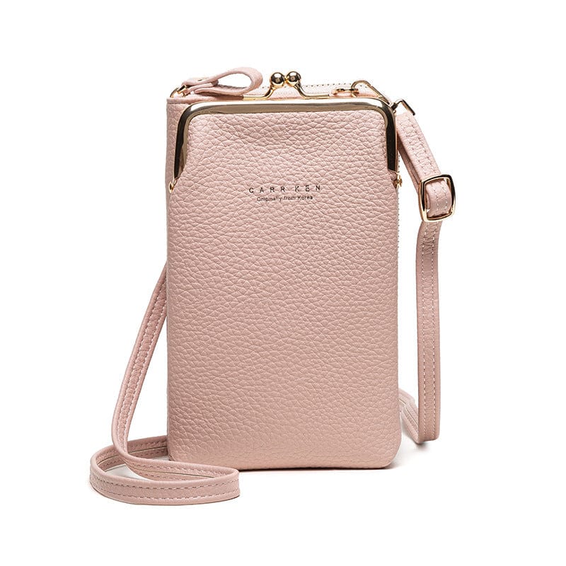 Light Pink Shoulder Mini Phone Bag Litchi Solid Leather Cell Phone Crossbody Bags for Women Designer