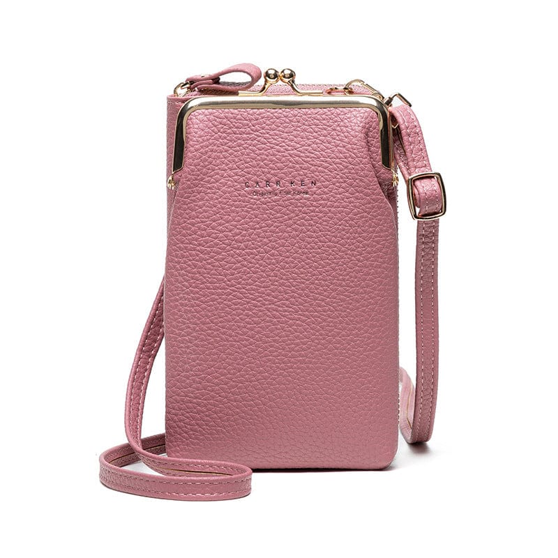 Light Purple Shoulder Mini Phone Bag Litchi Solid Leather Cell Phone Crossbody Bags for Women Designer