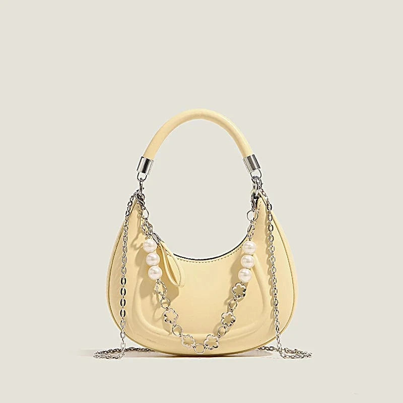 Light Yellow popular latest design chains handbags female casual ladies purses unique shape luxury handbags
