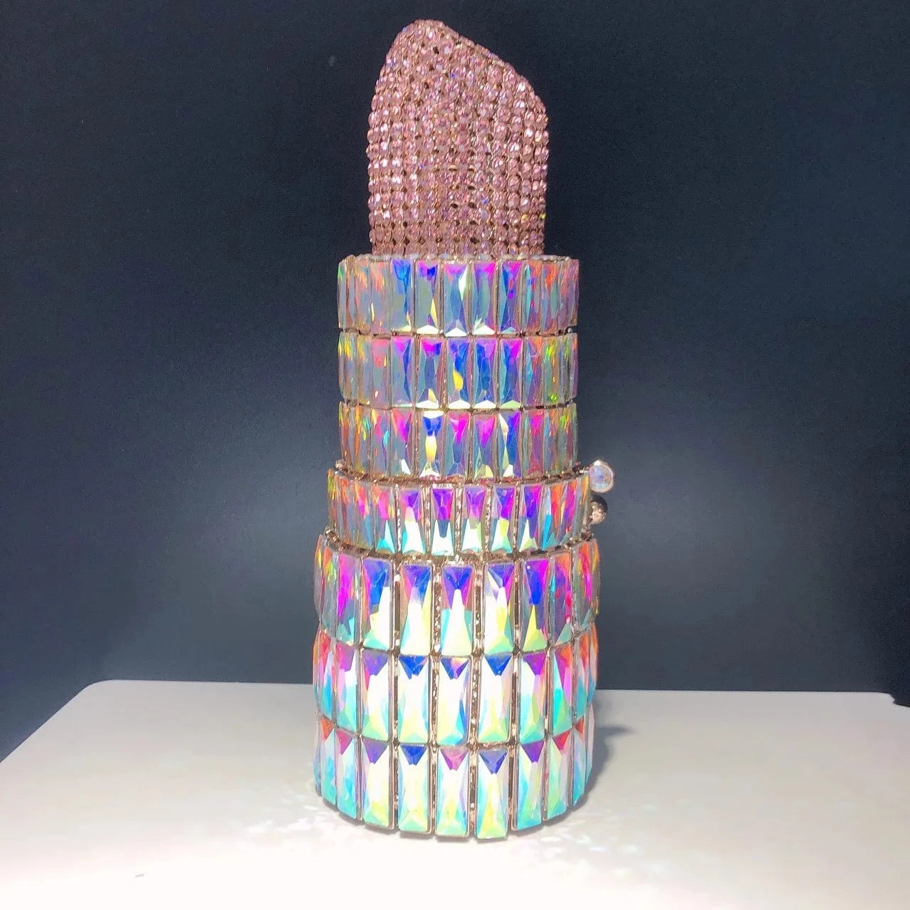 Lipstick-HuanCai Pink Dropshipping fashion apple shaped evening bag crystal rhinestone clutch bag purse for women luxury