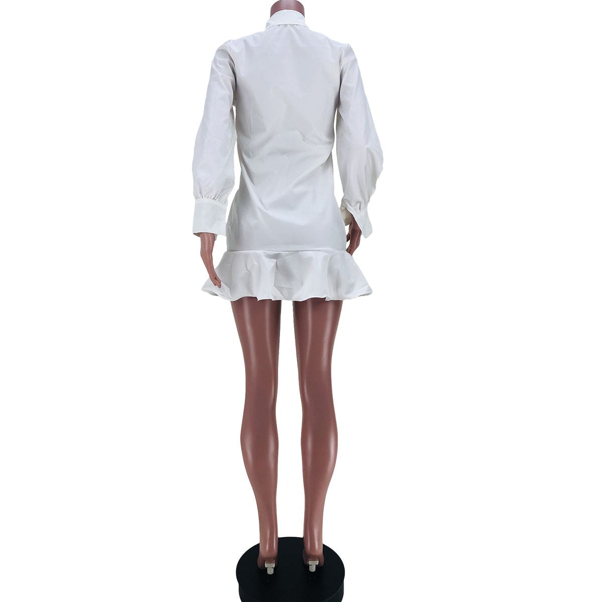 Liu Ming 2022 New Arrivals Women Long Sleeve Buttons Ruffles Sexy Bodycon Mini Dress