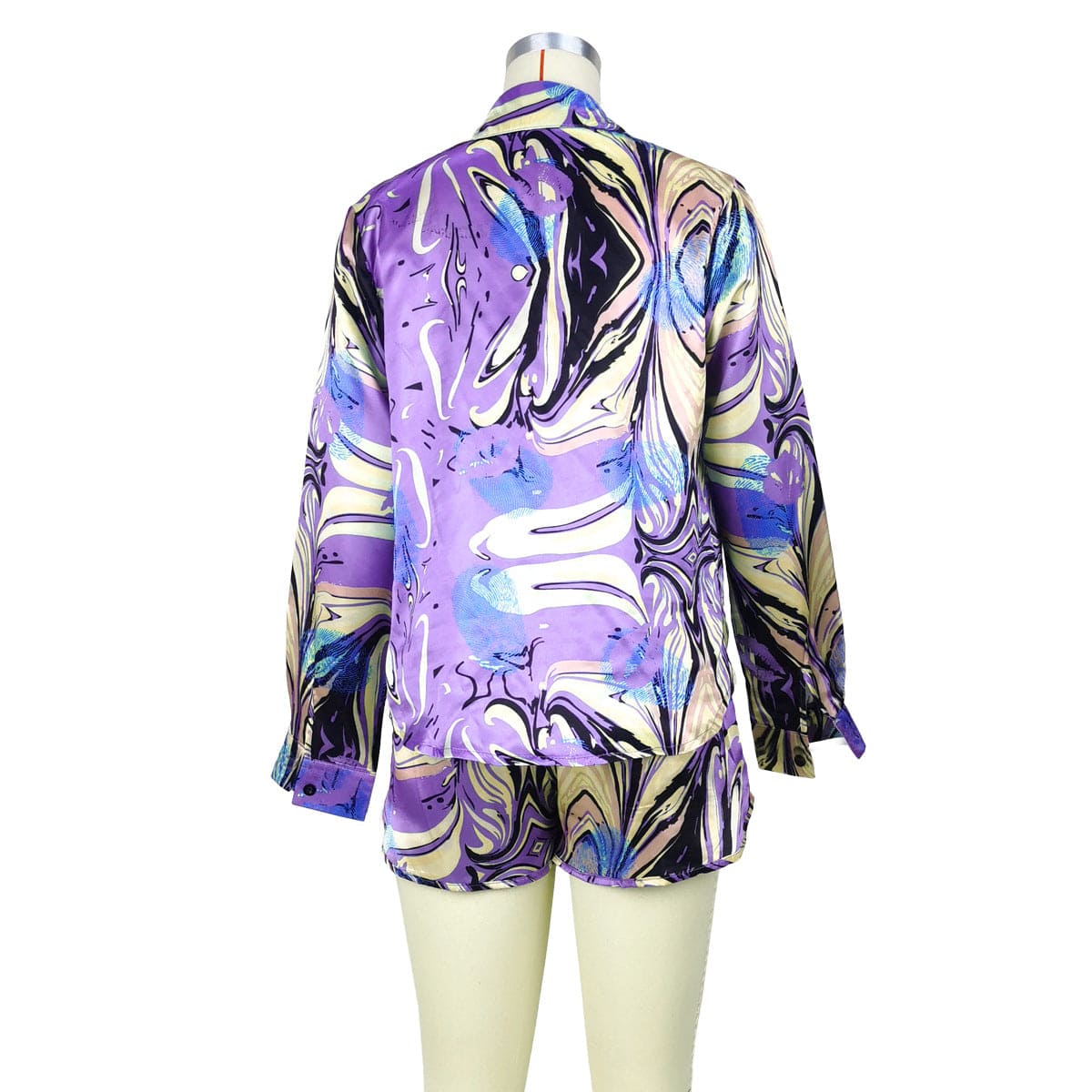 Liu Ming Wholesale Fashion Women Streetwear 2023 New Arrivals Print 2 Piece Long Sleeve Crop Tops Shorts Suits