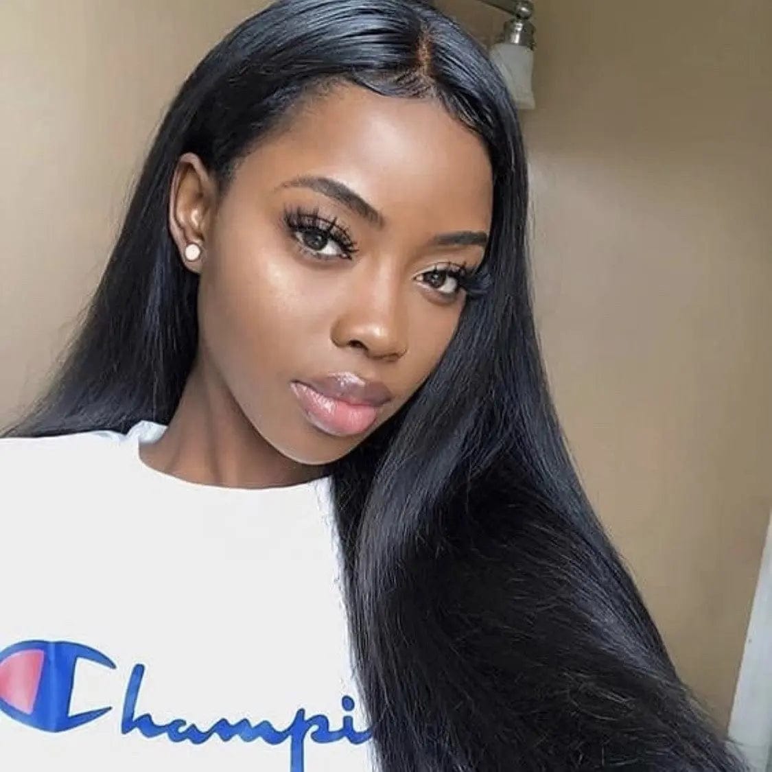 Long 40 Inches Black Color Silky Straight Pre Plucked Virgin Cuticle Aligned Vietnam Human Hair Lace Front Wigs