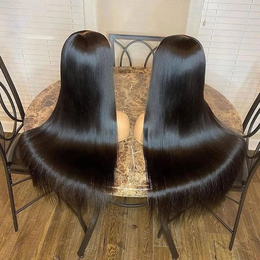 Long 40 Inches Black Color Silky Straight Pre Plucked Virgin Cuticle Aligned Vietnam Human Hair Lace Front Wigs