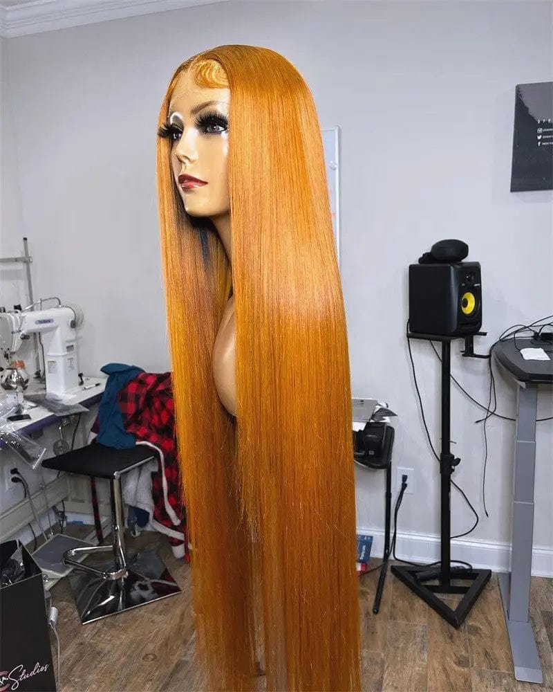 Long 40 Inches Black Color Silky Straight Pre Plucked Virgin Cuticle Aligned Vietnam Human Hair Lace Front Wigs