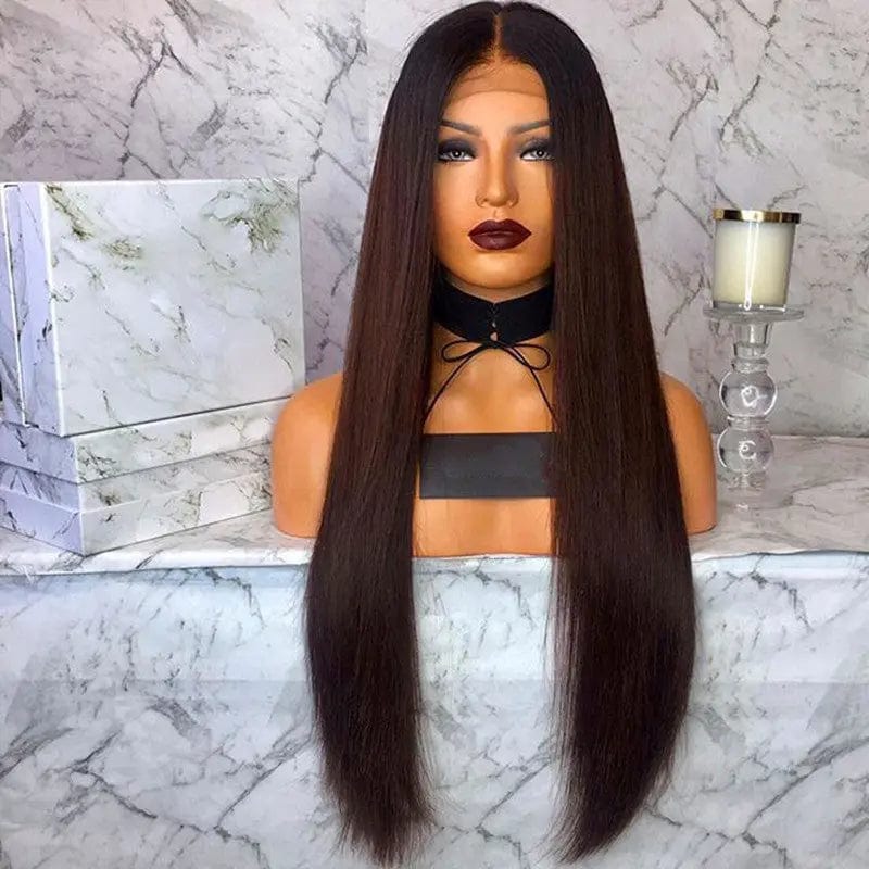Long 40 Inches Black Color Silky Straight Pre Plucked Virgin Cuticle Aligned Vietnam Human Hair Lace Front Wigs