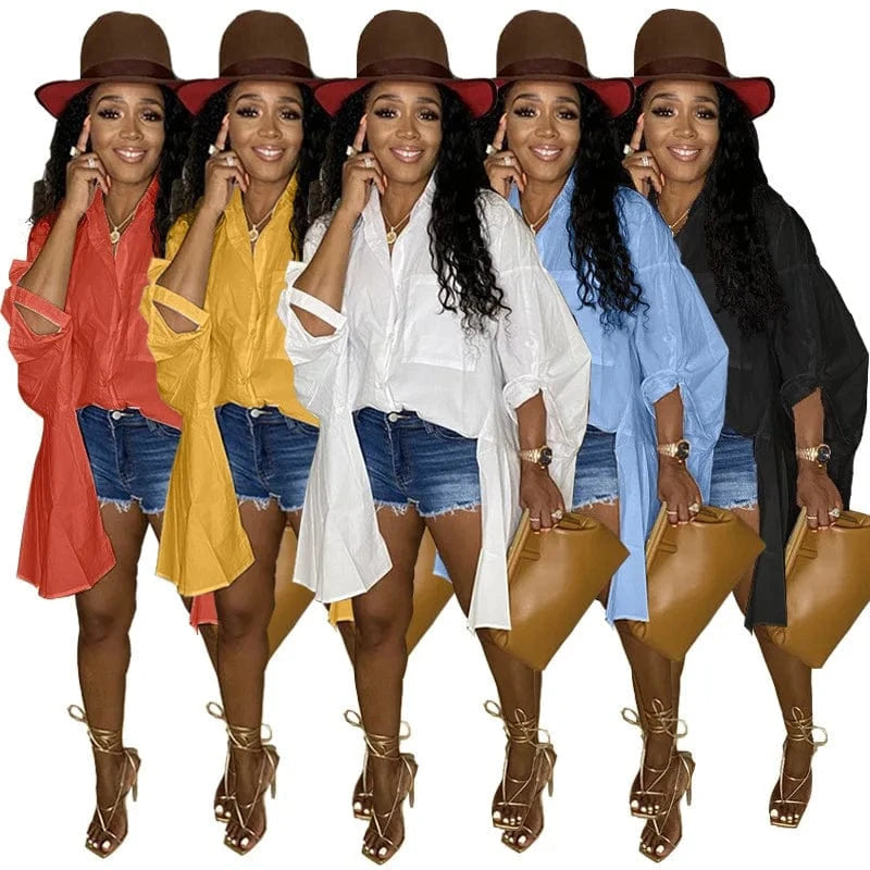 Long Bell Sleeve Shirts Women Casual Plus Size Woman Clothing Tops Fashionable Blouse Stylish Ladies Shirts Blouses Tops Women