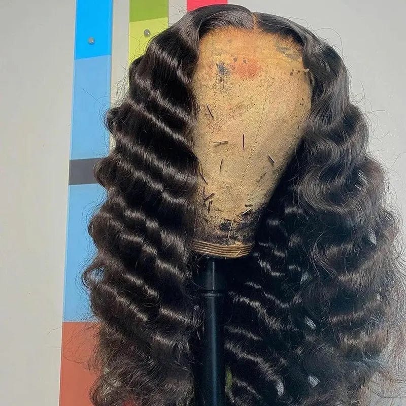 Long Inches Natural Black Color Super Wave Wig High Quality Cuticle Aligned Brazilian Human Hair Lace Front Wigs
