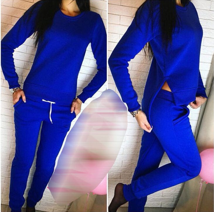 long pant suits western two piece set women irregular split hedging sweater sets women's cropped clothing vestidos