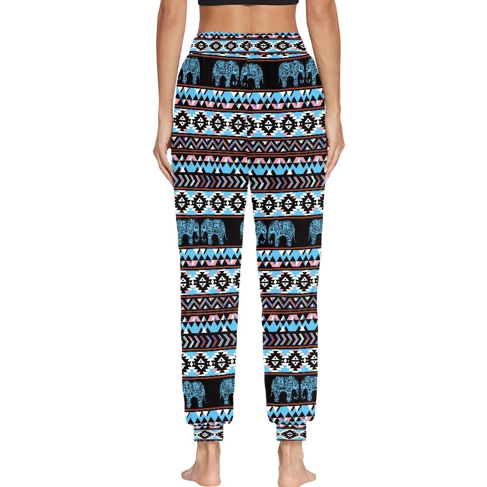 Long Pants for Women Summer Casual Trousers Loose Elephant Pattern Harem Pants Mid Waist Lace-up Thai Traditional Sport Trouser