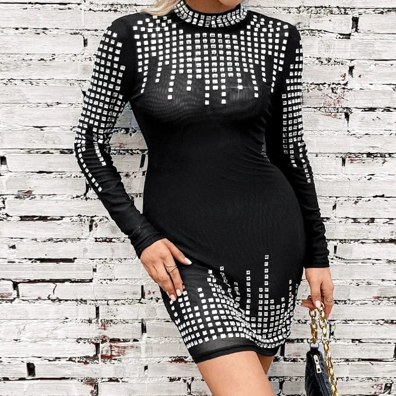 Long Sleeve Party Maxi Sequin Evening Dress Plus Size 2024 Suit Women Ladies Sexy Club Dress