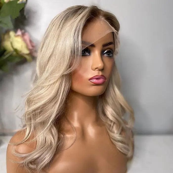 Loose Wave Ombre Lightest Blonde Color Cuticle Aligned Pre-plucked Hair Lace Front Human Hair Wigs