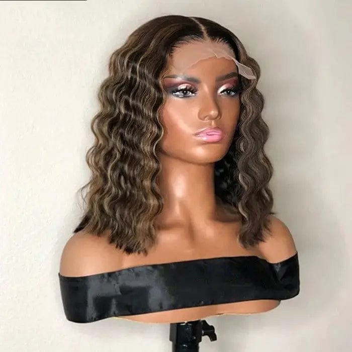 Loose Wave Real Human Hair Wig Ombre 2 Tone Highlight Honey Brown Color 13*4 Lace Front Wig For Black Women