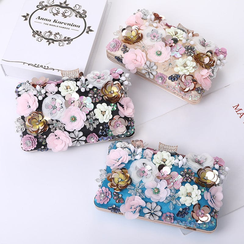 LOVEVOOK 2022 brand designer luxury Handmade flower evening bag women high quality crystal party wedding bride ladies clutch bag