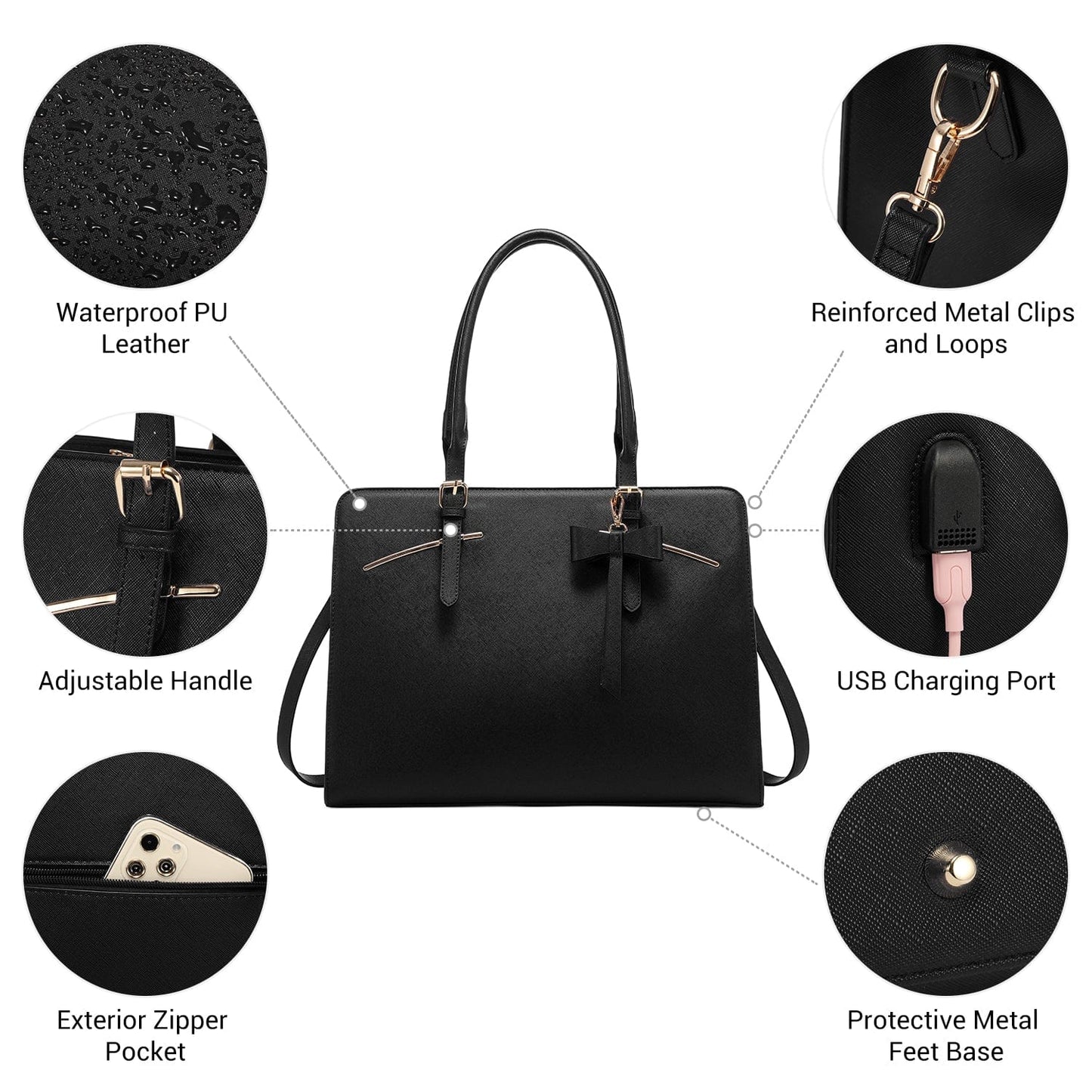 LOVEVOOK 2022 Ladies Handbags Laptop Work Shoulder Tote Computer Bags Pu Leather Women Briefcase Laptop Bags