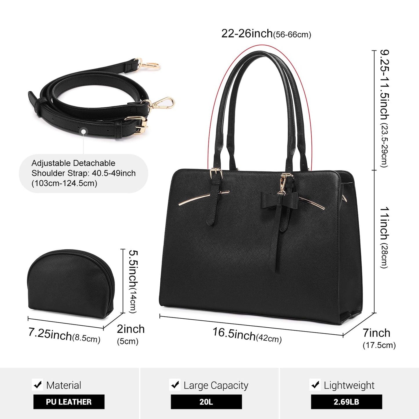 LOVEVOOK 2022 Ladies Handbags Laptop Work Shoulder Tote Computer Bags Pu Leather Women Briefcase Laptop Bags