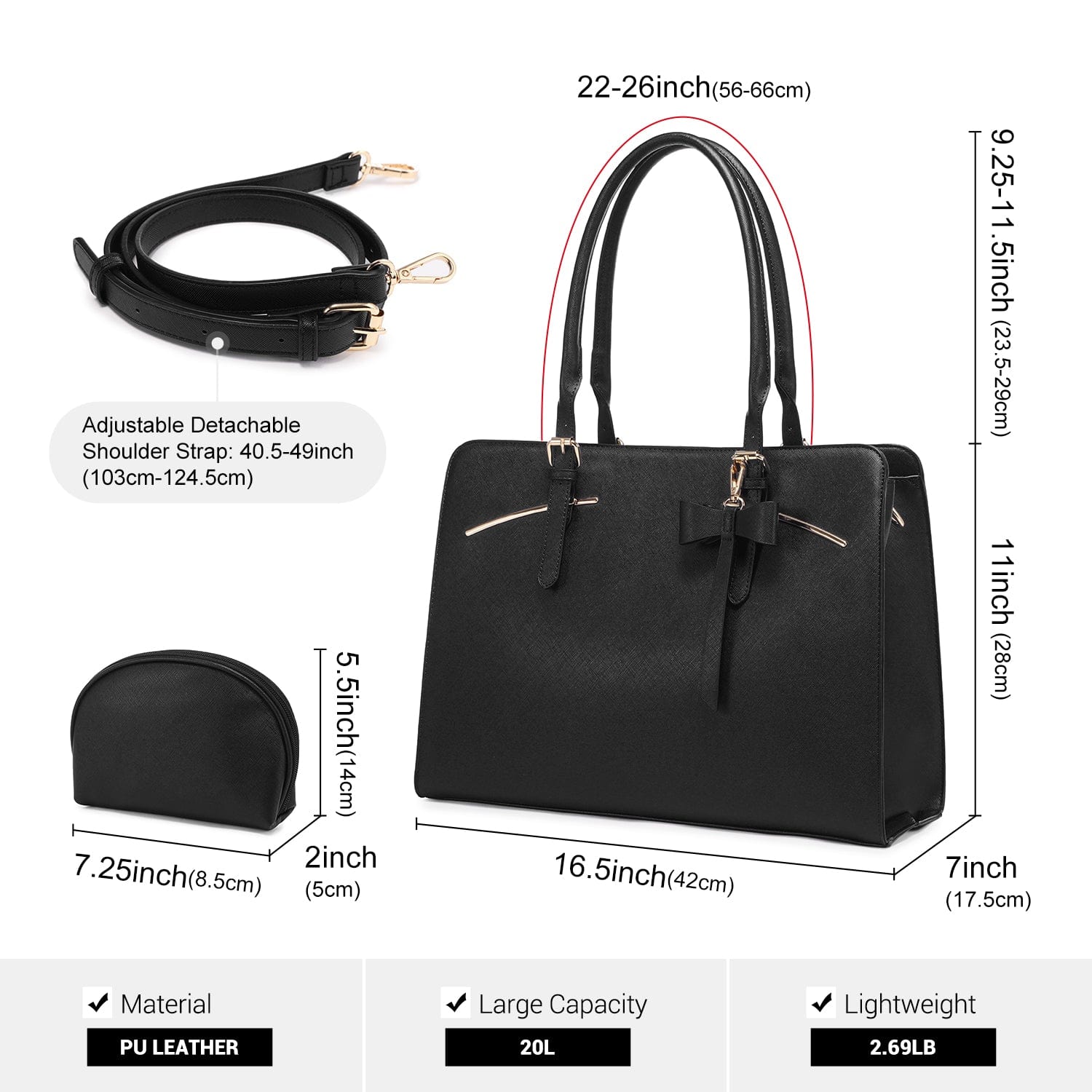 LOVEVOOK 2022 Ladies Handbags Laptop Work Shoulder Tote Computer Bags Pu Leather Women Briefcase Laptop Bags