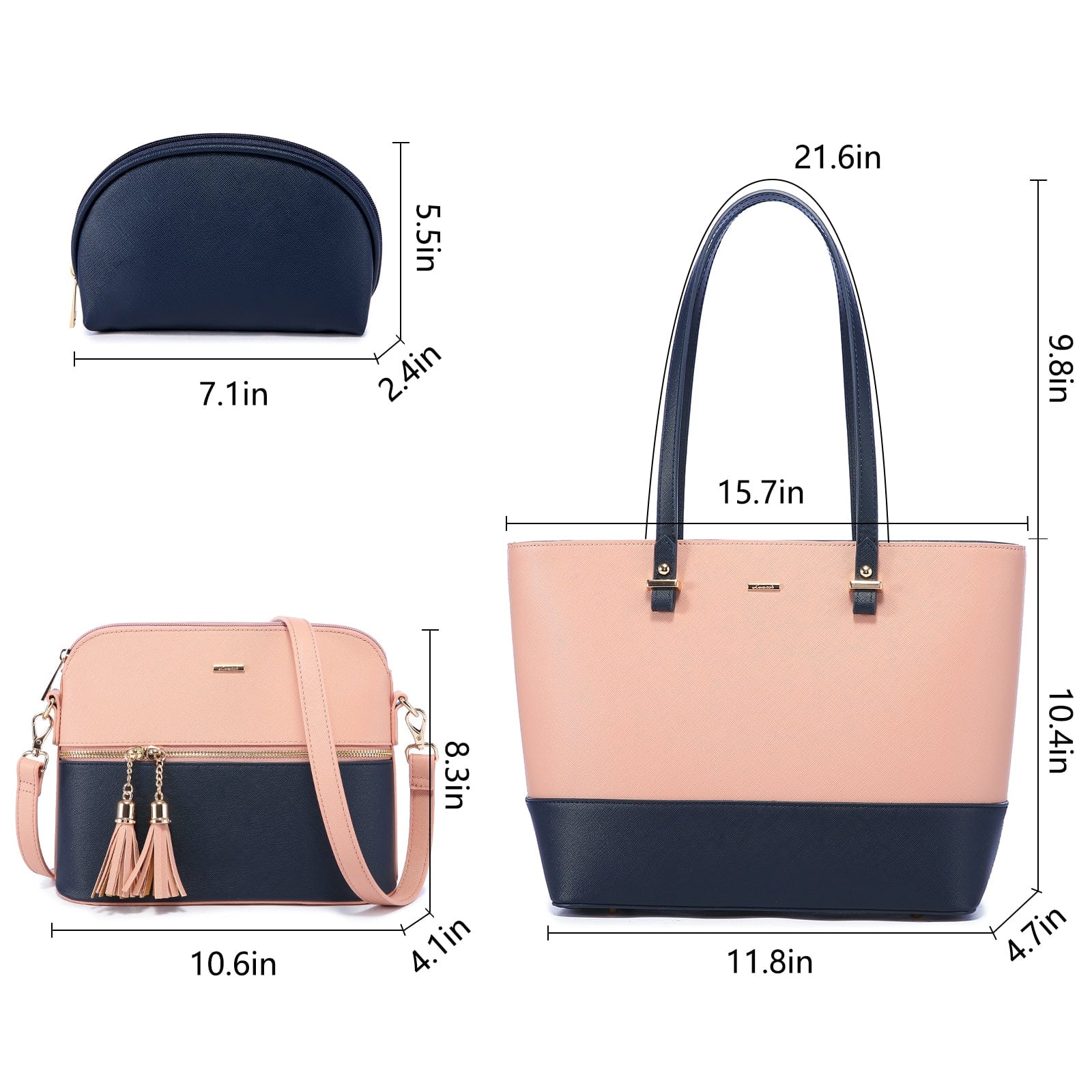 LOVEVOOK 2022 Luxury Designer Leather Women's Purse and Handbags 3 in 1 Hand Bags Set Ladies Shoulder Tote Bag Women Handbags