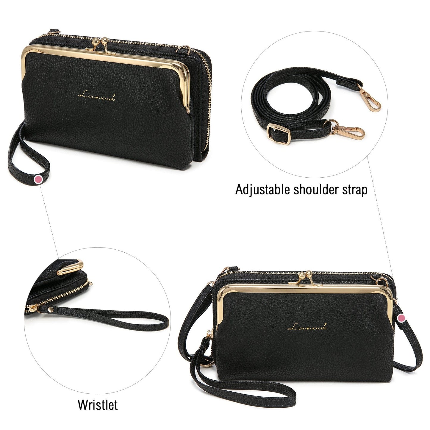 Lovevook 2022 PU leather Fashion Cell Phone Messenger Bags Ladies Card Holder Wallet Purse Crossbody Mobile Phone Bags for Women