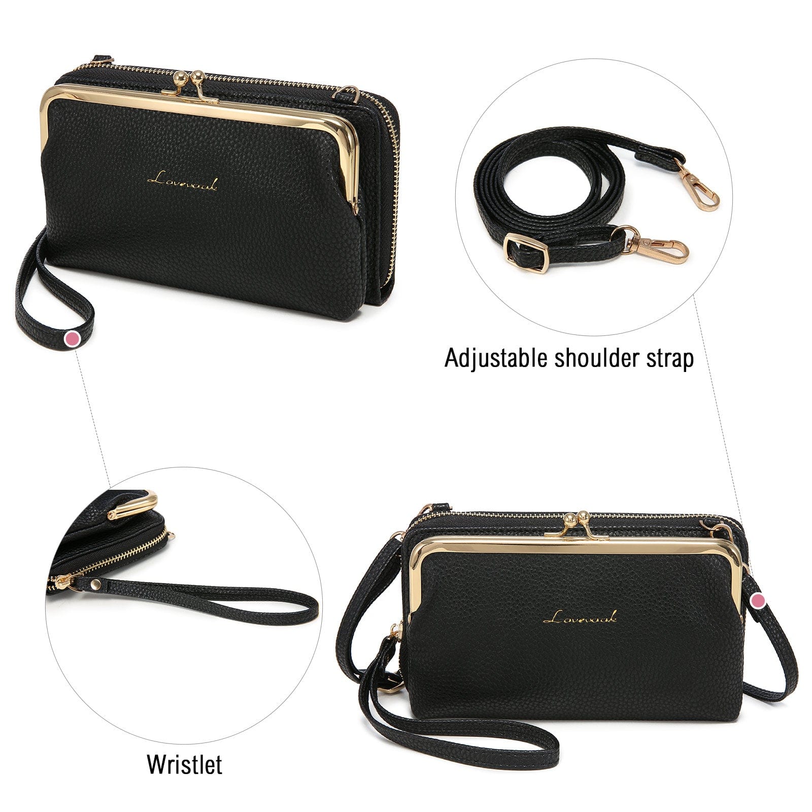 Lovevook 2022 PU leather Fashion Cell Phone Messenger Bags Ladies Card Holder Wallet Purse Crossbody Mobile Phone Bags for Women