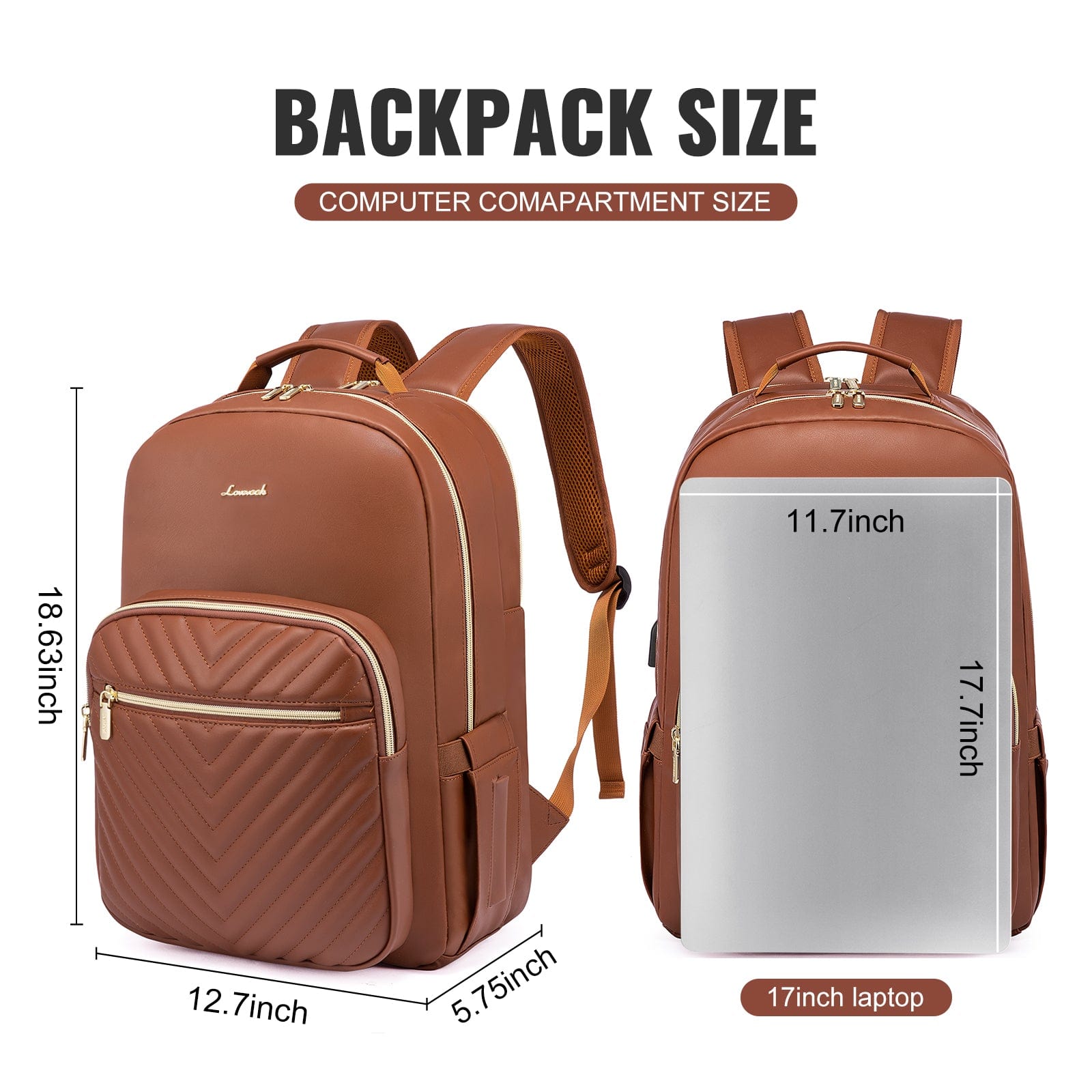 LOVEVOOK Eco-friendly Leather Business Work Backpack Purse 15.6 17 Inch Laptop Bookbag Back pack for Women Men Travel Backpacks