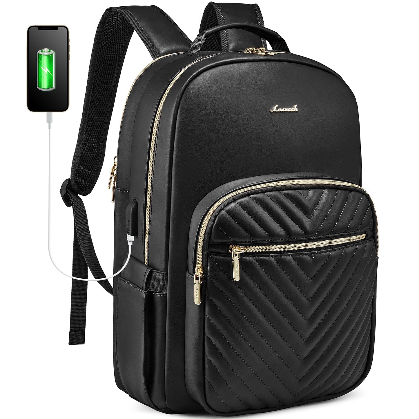 LOVEVOOK Eco-friendly Leather Business Work Backpack Purse 15.6 17 Inch Laptop Bookbag Back pack for Women Men Travel Backpacks