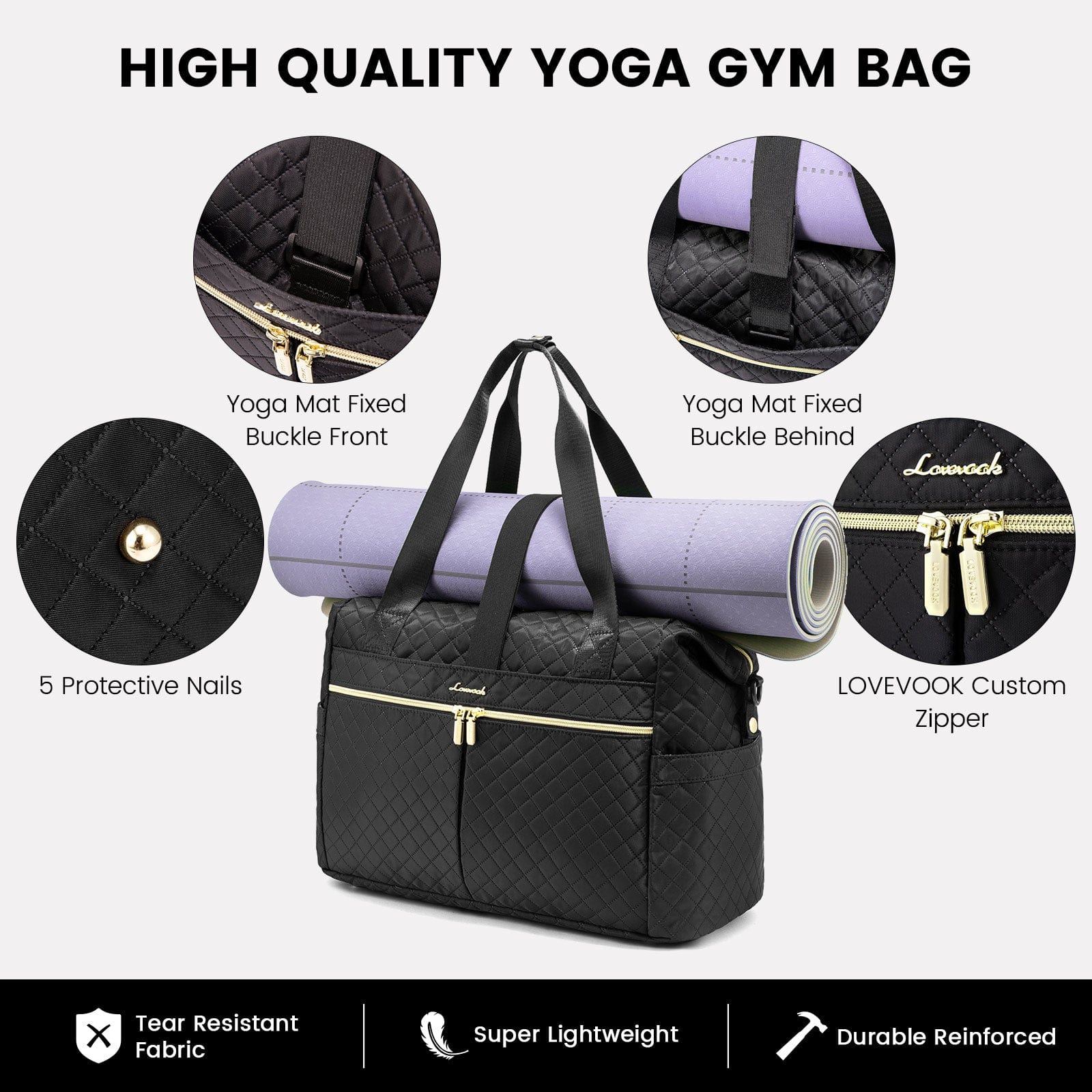 LOVEVOOK Weekender Overnight Bag with Toiletry Purses Large Capacity Gym Bag Fashion Travel Duffle Bags for Women