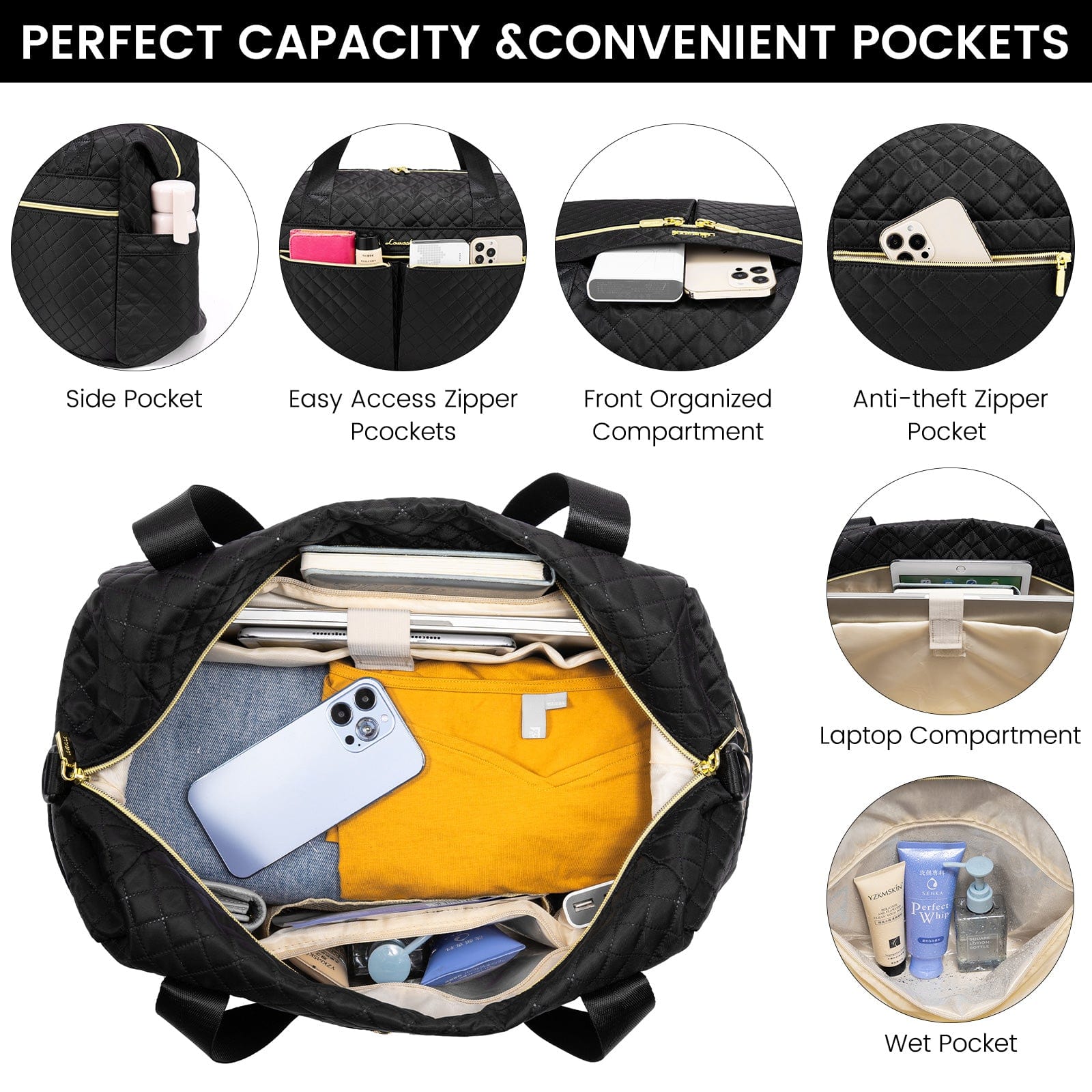 LOVEVOOK Weekender Overnight Bag with Toiletry Purses Large Capacity Gym Bag Fashion Travel Duffle Bags for Women