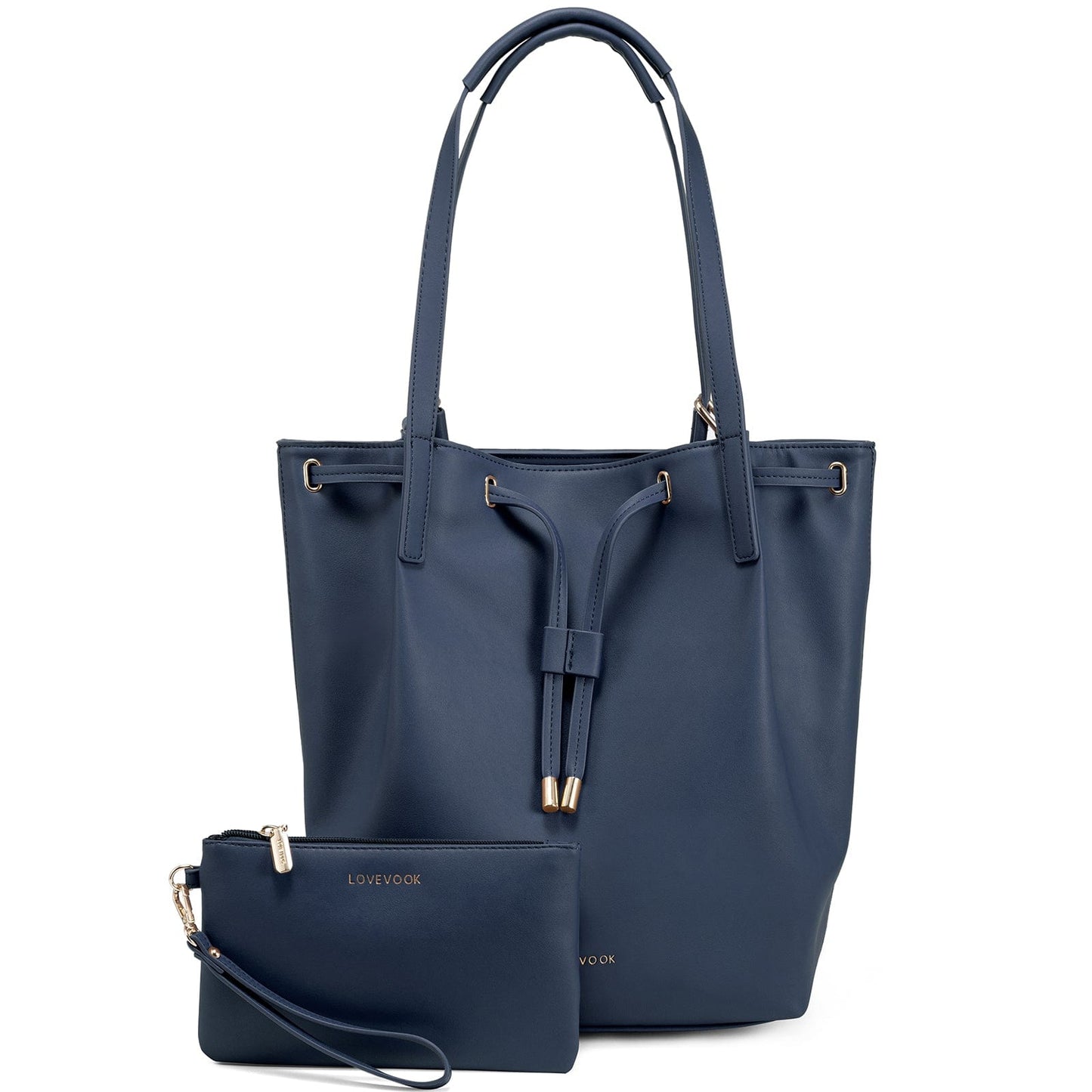 LOVEVOOK wholesale 2pc ladies gift handbag set 2022 pu leather office shoulder tote bags Convertible backpacks custom women bags