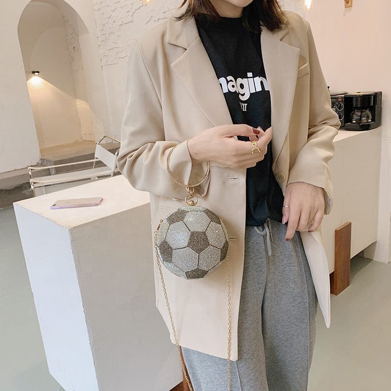 Luxury Basketball Football Shape Women Purses Bling Diamond Ladies Shoulder Cross body Handbags For Woman