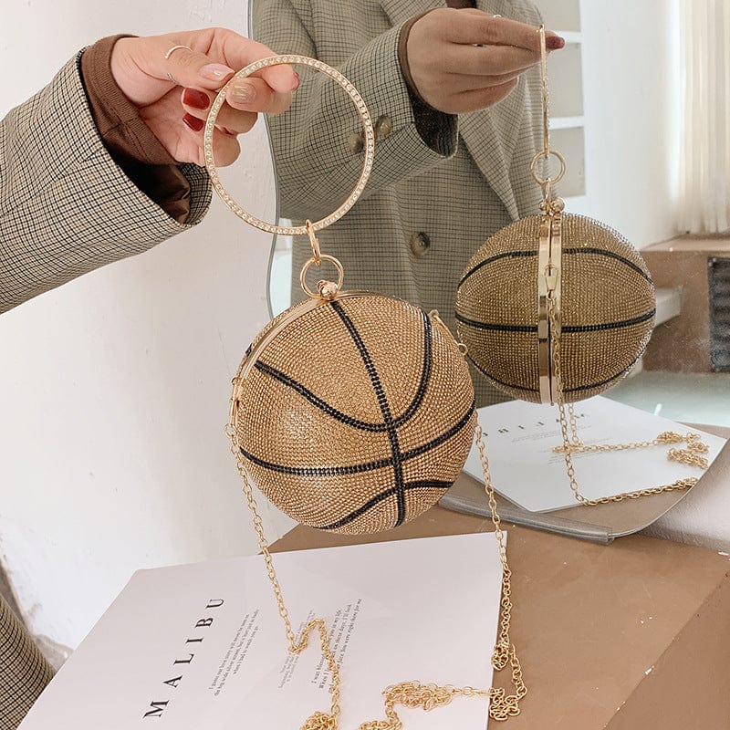 Luxury Basketball Football Shape Women Purses Bling Diamond Ladies Shoulder Cross body Handbags For Woman