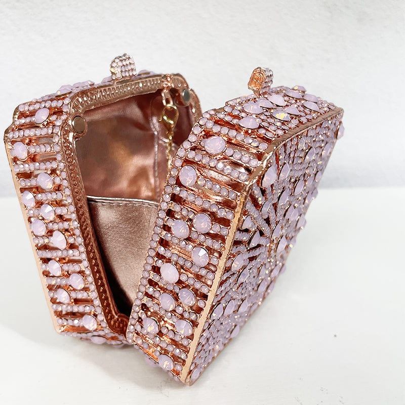 Luxury Crystal Metal Wedding Diamond Rhinestone Handmade Metal Gift Handbags Purse Bags Box Ladies Clutch Evening for Women