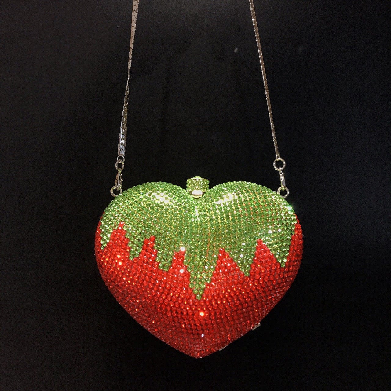 Luxury Cute Red Strawberry Clutch Crystal Women Evening Bag Party Purse Shinny Shoulder Rhinestone Clutch Wedding Clutch Bag
