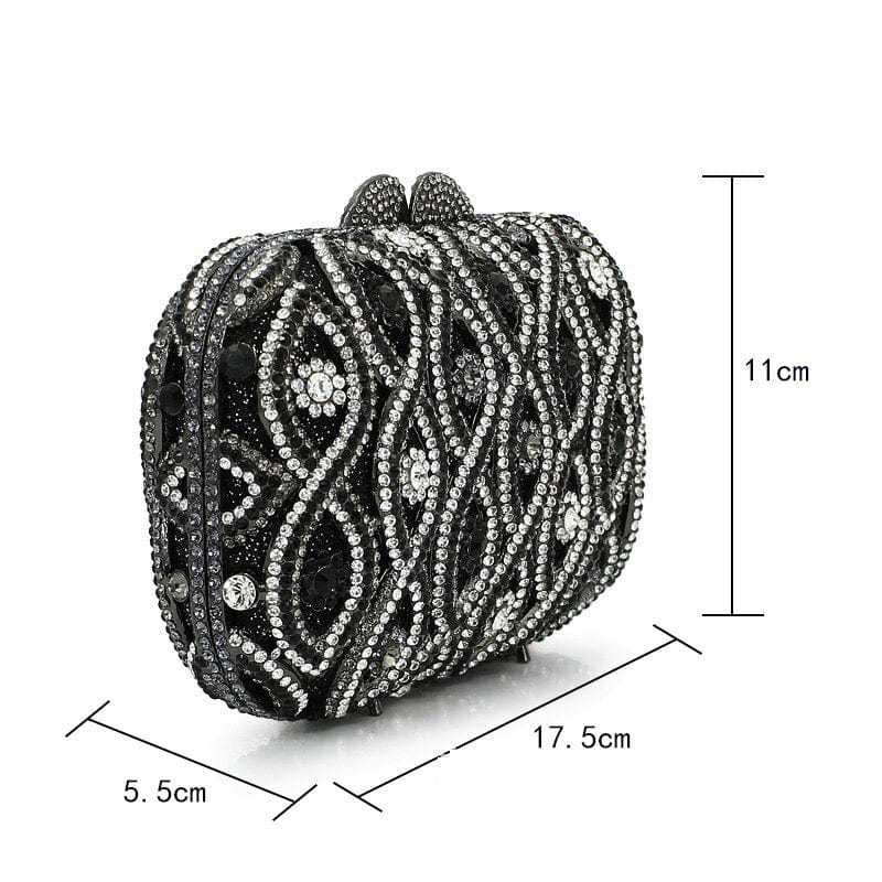 Luxury Dazzling Women Crystal Flower Evening Bag Metal Clutches Diamond Wedding Minaudiere Handbag Bridal Clutch Purses