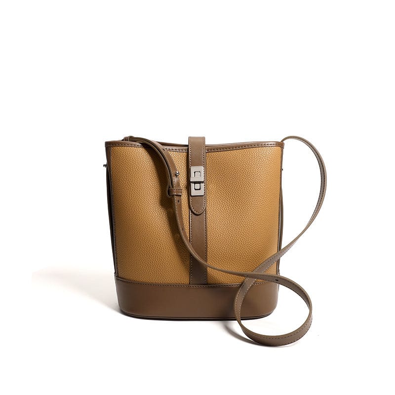 Luxury design cowhide bucket bag for ladies new fashion crossbody genuine leather bag custom logo 2 in 1 shoulder bag women