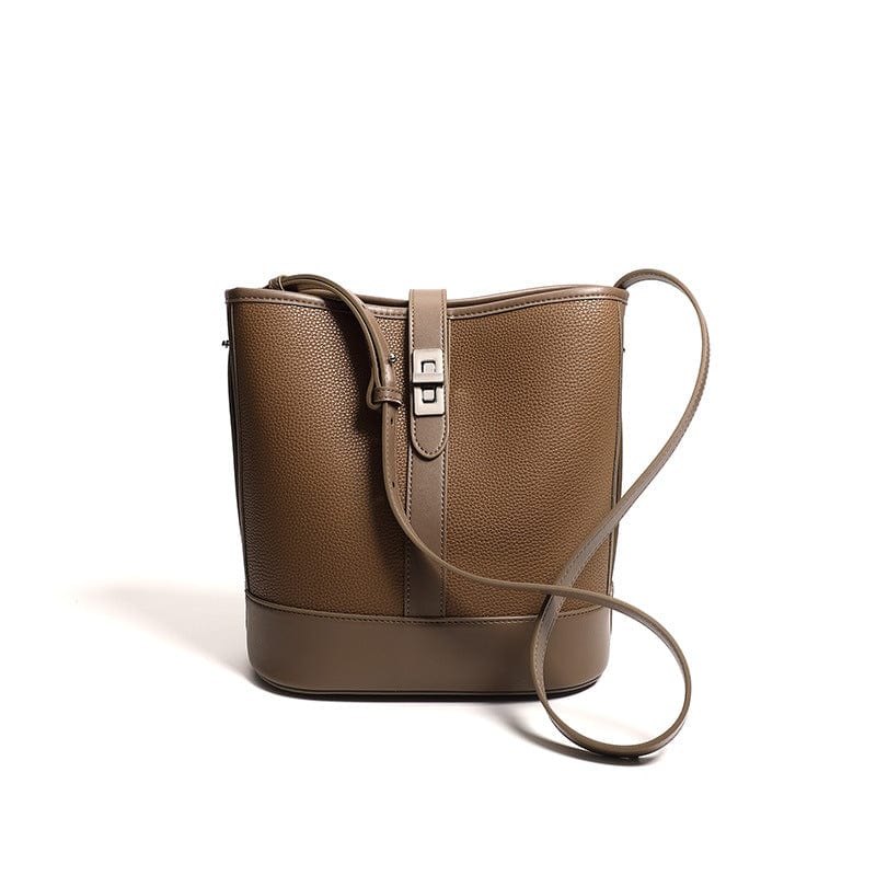 Luxury design cowhide bucket bag for ladies new fashion crossbody genuine leather bag custom logo 2 in 1 shoulder bag women