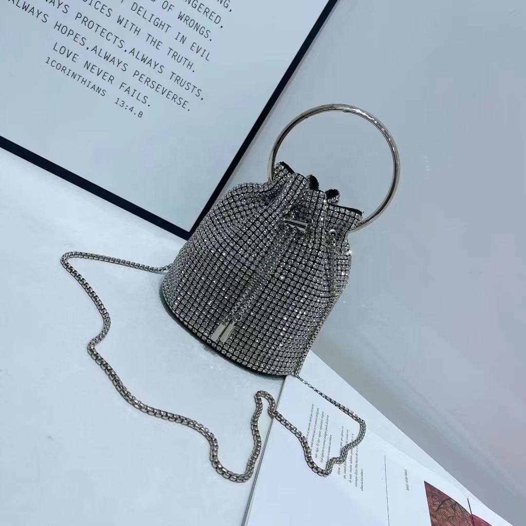 Luxury Designer Handbag Vintage Metal Handmade Rhinestone Bucket Bag Crystal Shiny Rhinestones Diamond Evening Bag Clutch Bag