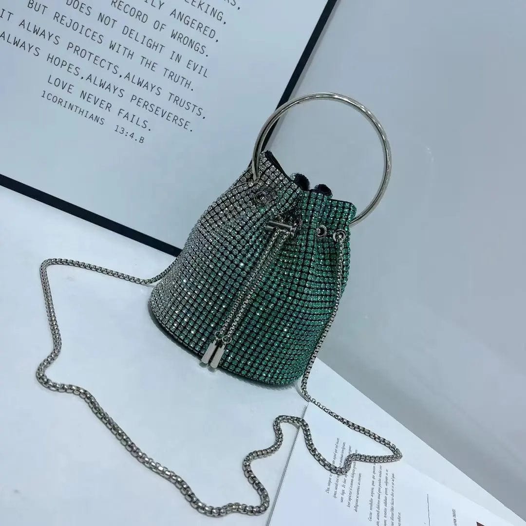 Luxury Designer Handbag Vintage Metal Handmade Rhinestone Bucket Bag Crystal Shiny Rhinestones Diamond Evening Bag Clutch Bag