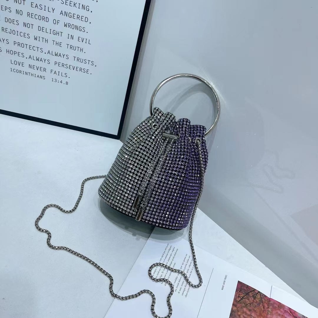 Luxury Designer Handbag Vintage Metal Handmade Rhinestone Bucket Bag Crystal Shiny Rhinestones Diamond Evening Bag Clutch Bag