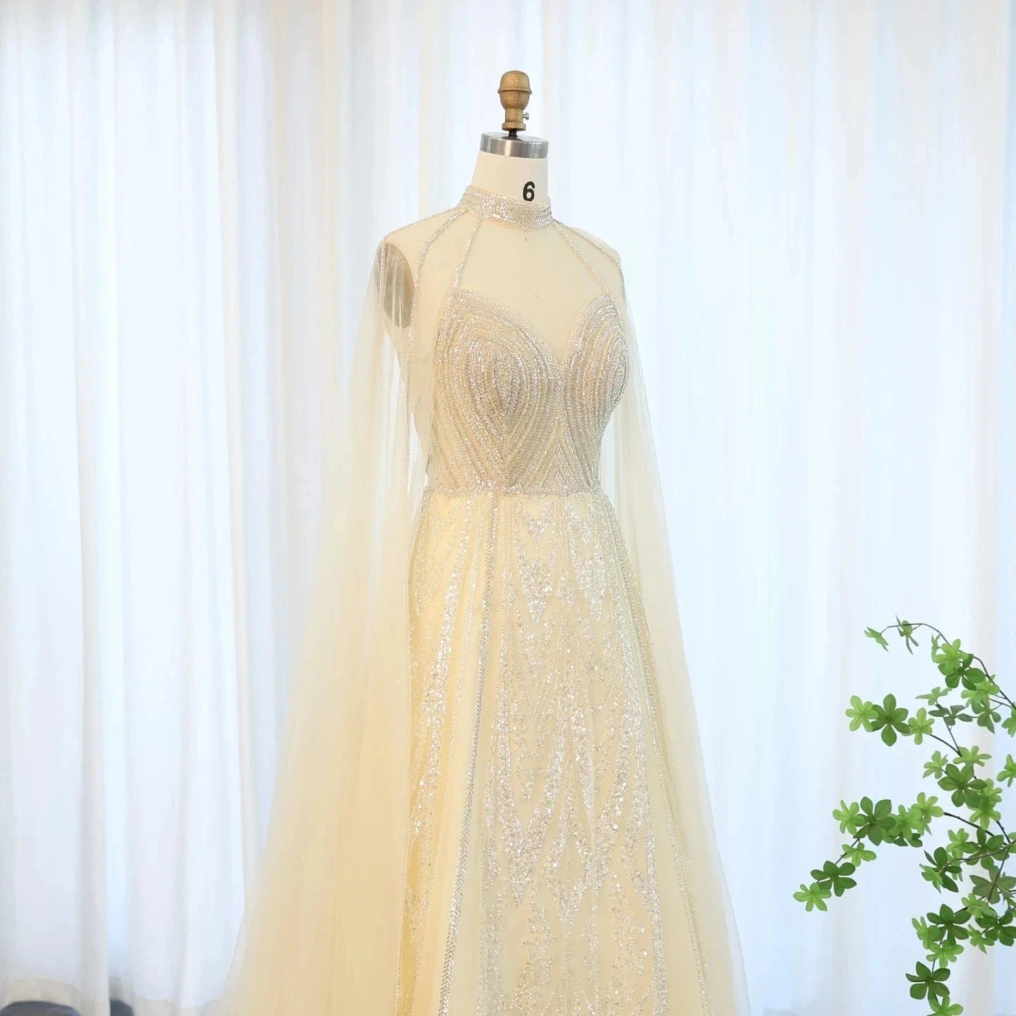 Luxury Dubai A-Line Blue Evening Dress With Cape Sleeves Elegant Pink Yellow Plus Size For Women Wedding Party Sz090