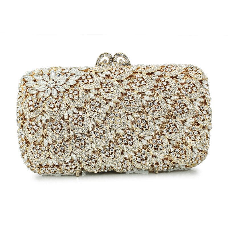 Luxury Elegant Women Crystal Flower Evening Clutch Bags Party Rhinestone Handbags Bridal Wedding Purses