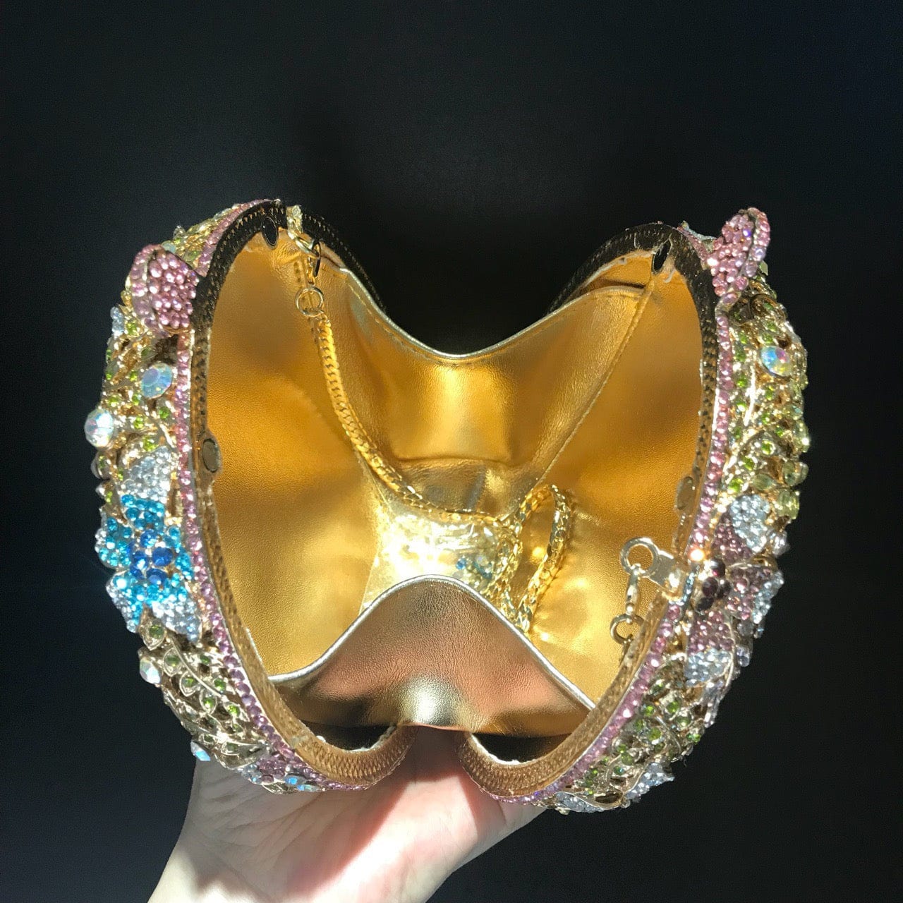 Luxury Fancy Crystal Clutch Bag Evening Flower Crystal Purse Ladies Round Handbag Wedding Rhinestones Bags