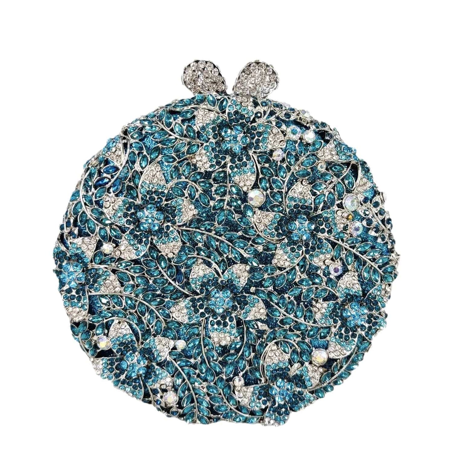 Luxury Fancy Crystal Clutch Bag Evening Flower Crystal Purse Ladies Round Handbag Wedding Rhinestones Bags