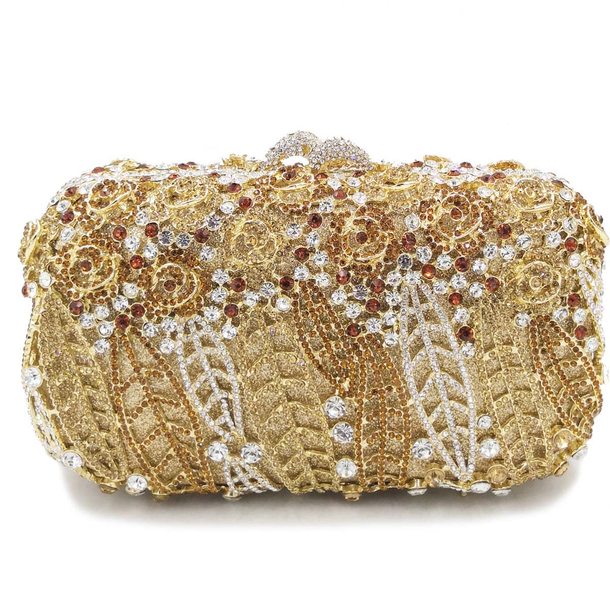Luxury fashion designer women evening flower crystal hand clutch bags rhinestone purse for party