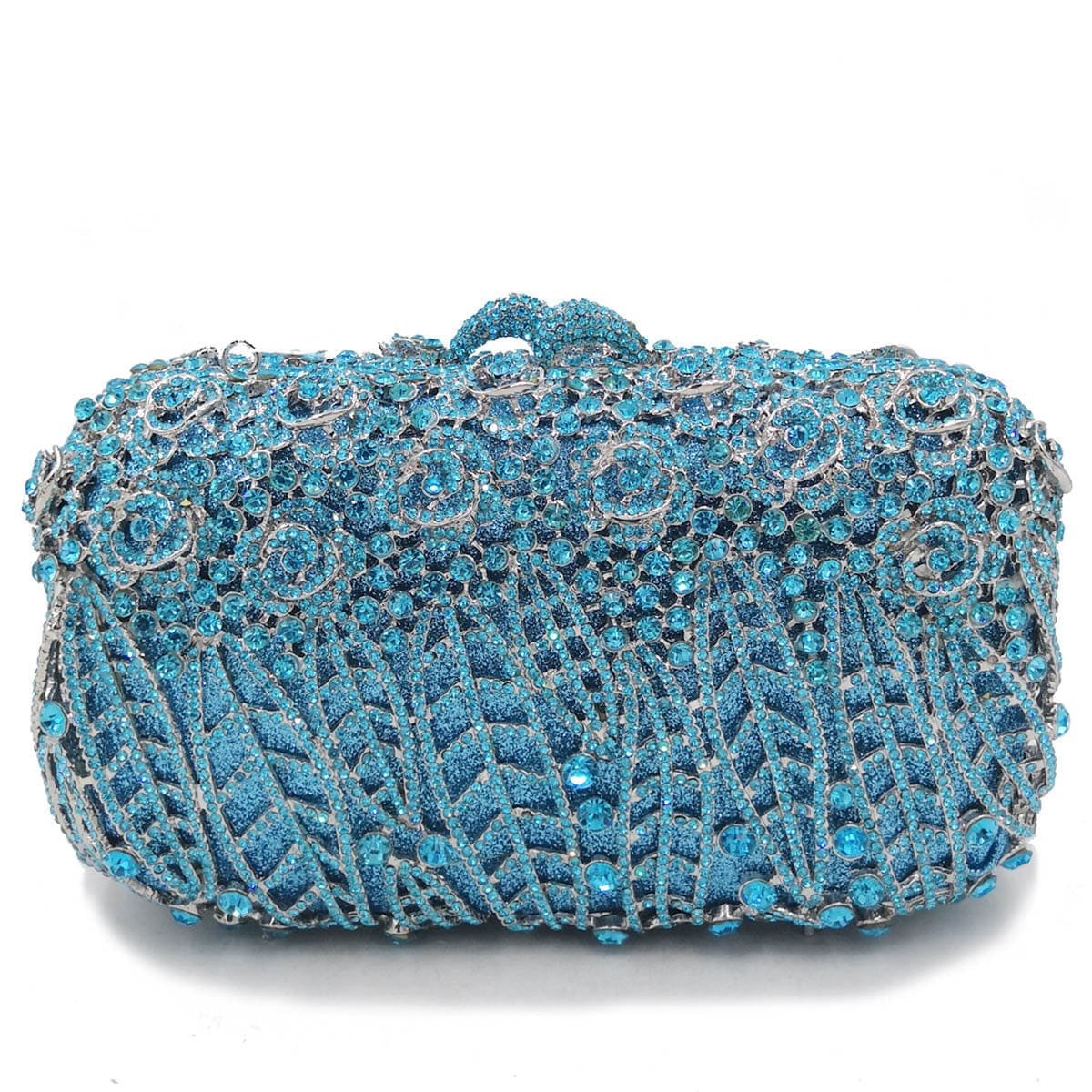 Luxury fashion designer women evening flower crystal hand clutch bags rhinestone purse for party