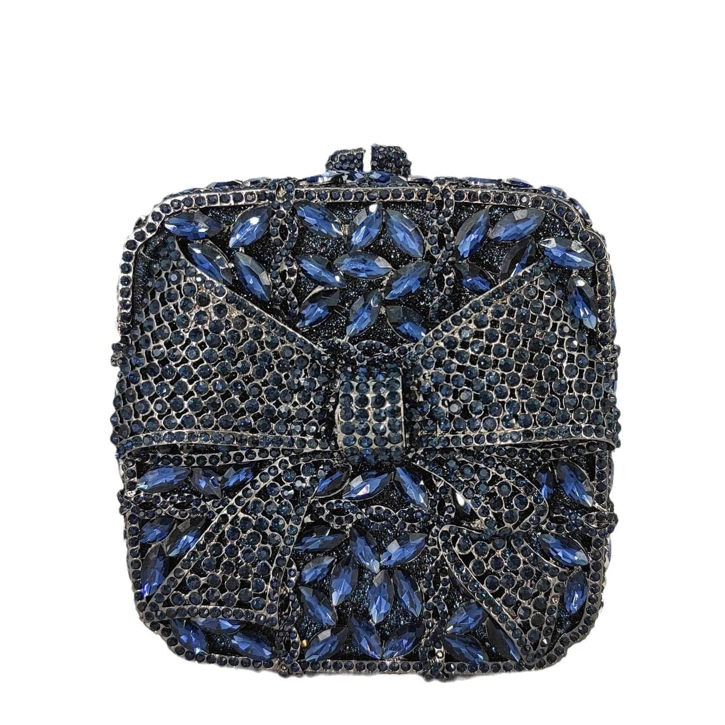 Luxury Female Women Evening Clutch Rhinestone Bag Square Bow Bling Evening Diamond Crystal Small Bridal Bag Clutch