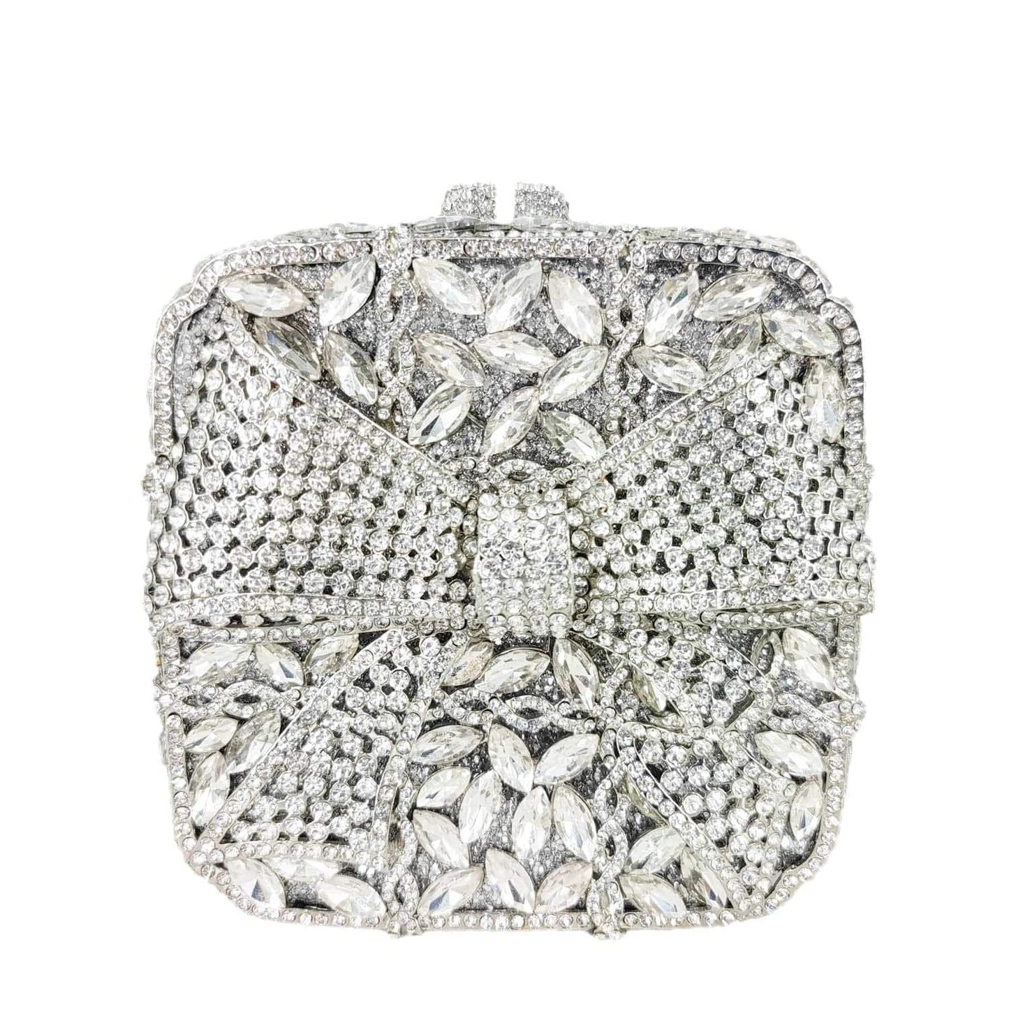 Luxury Female Women Evening Clutch Rhinestone Bag Square Bow Bling Evening Diamond Crystal Small Bridal Bag Clutch