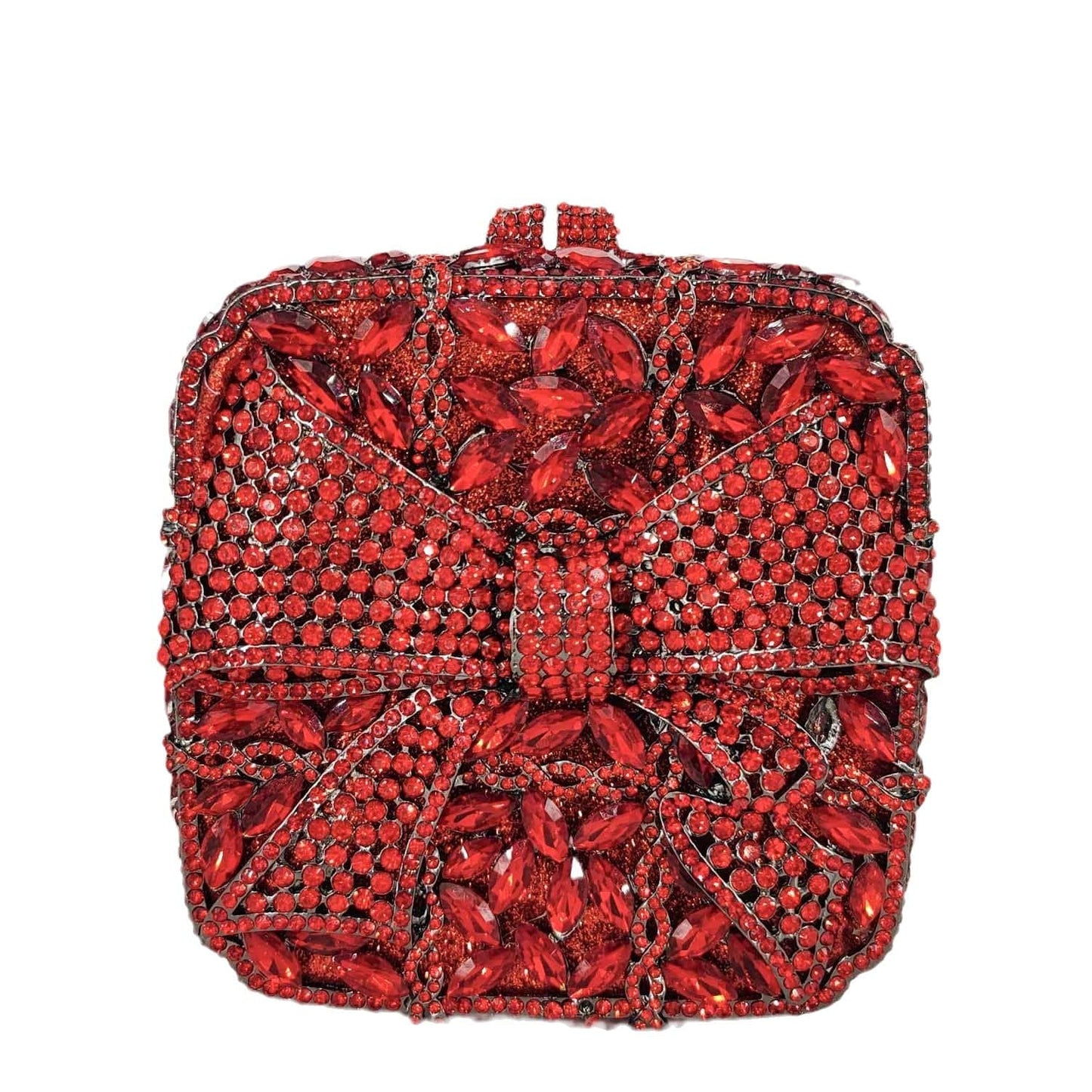 Luxury Female Women Evening Clutch Rhinestone Bag Square Bow Bling Evening Diamond Crystal Small Bridal Bag Clutch