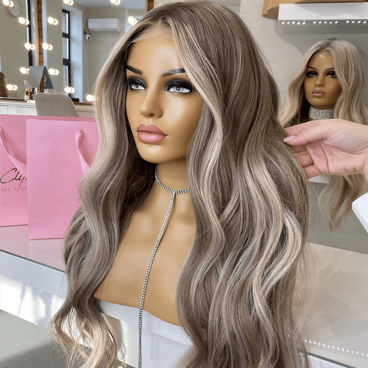 Luxury Hair Ash Platinum Blonde Color Straight Wave Virgin European Cuticle Aligned Hair HD Lace Front Wigs